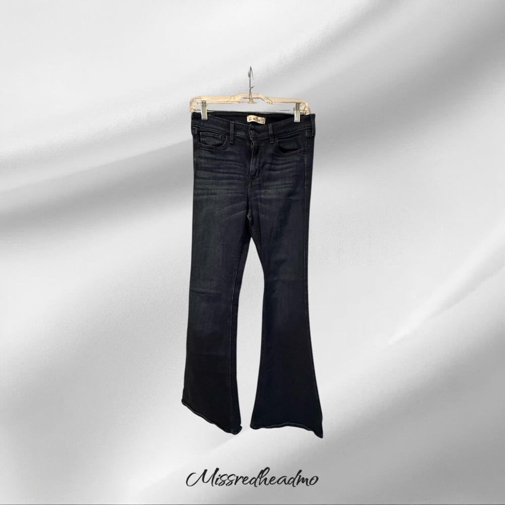 Hollister Black Flare Wide Leg Jeans with Vintage Style